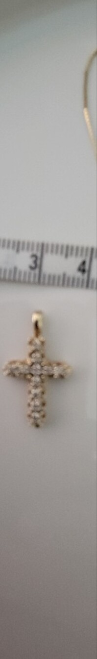 10k Yellow Gold and Diamond Cross Pendant ONLY - Women's Religious Jewelry - Picture 6 of 7